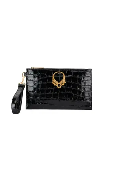 Roberto Cavalli Crocodile-embossed leather clutch | Thumbnail 1 Roberto Cavalli Crocodile-embossed leather clutch | Thumbnail 1