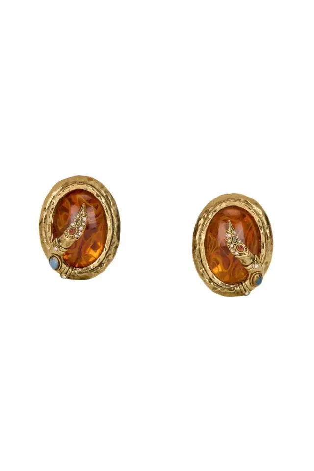 Amber-Effect Clip-On Earrings