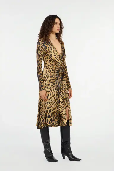 Roberto Cavalli Jaguar Skin Print Wrap Midi Dress | Thumbnail 2 Roberto Cavalli Jaguar Skin Print Wrap Midi Dress | Thumbnail 2