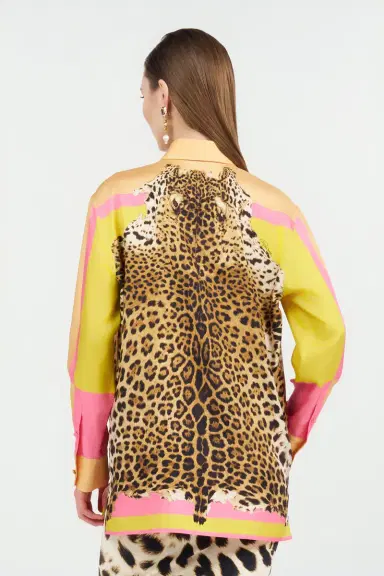 Roberto Cavalli Silk Shirt with Cavalli Pop Print | Thumbnail 3
