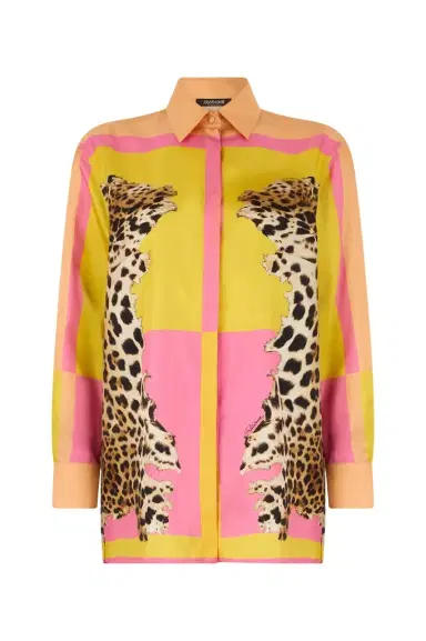 Roberto Cavalli Silk Shirt with Cavalli Pop Print | Thumbnail 1