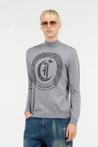 Roberto Cavalli Grey Sweater with Logo | Thumbnail 2