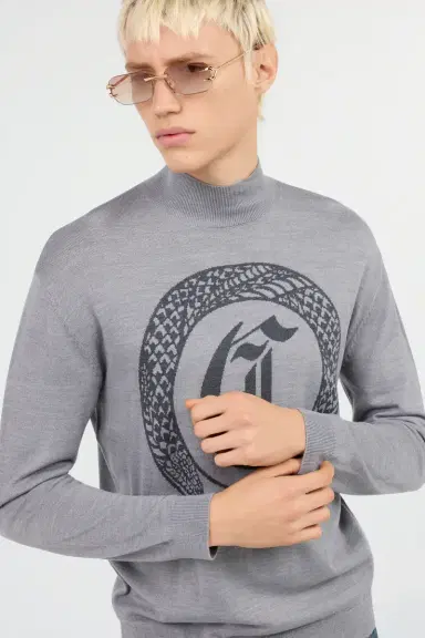 Roberto Cavalli Grey Sweater with Logo | Thumbnail 5