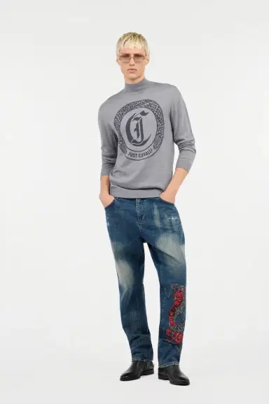 Roberto Cavalli Grey Sweater with Logo | Thumbnail 7