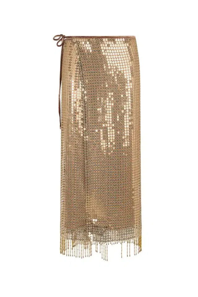Gold Sequin Midi Skirt