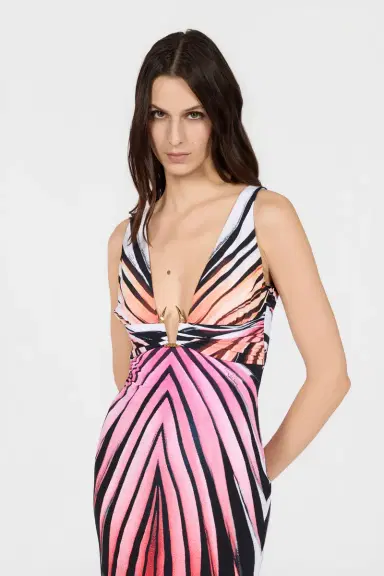 Roberto Cavalli Ray Of Paradise Print Midi Dress | Thumbnail 4 Roberto Cavalli Ray Of Paradise Print Midi Dress | Thumbnail 4