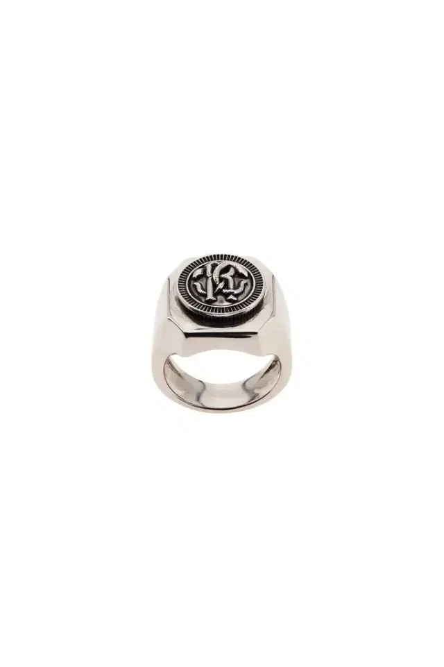 Roberto Cavalli Silver-Tone RC Monogram Signet Ring