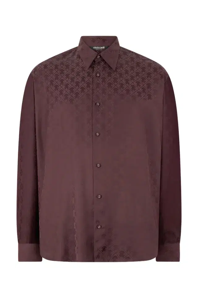 Roberto Cavalli Silk-Blend Shirt With All-Over Monogram