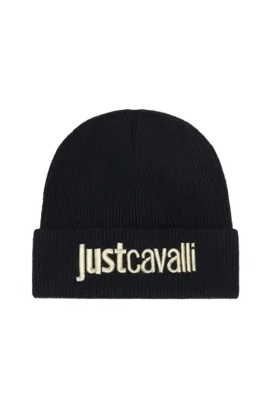 Roberto Cavalli Black Wool Blend Beanie | Thumbnail 1 Roberto Cavalli Black Wool Blend Beanie | Thumbnail 1