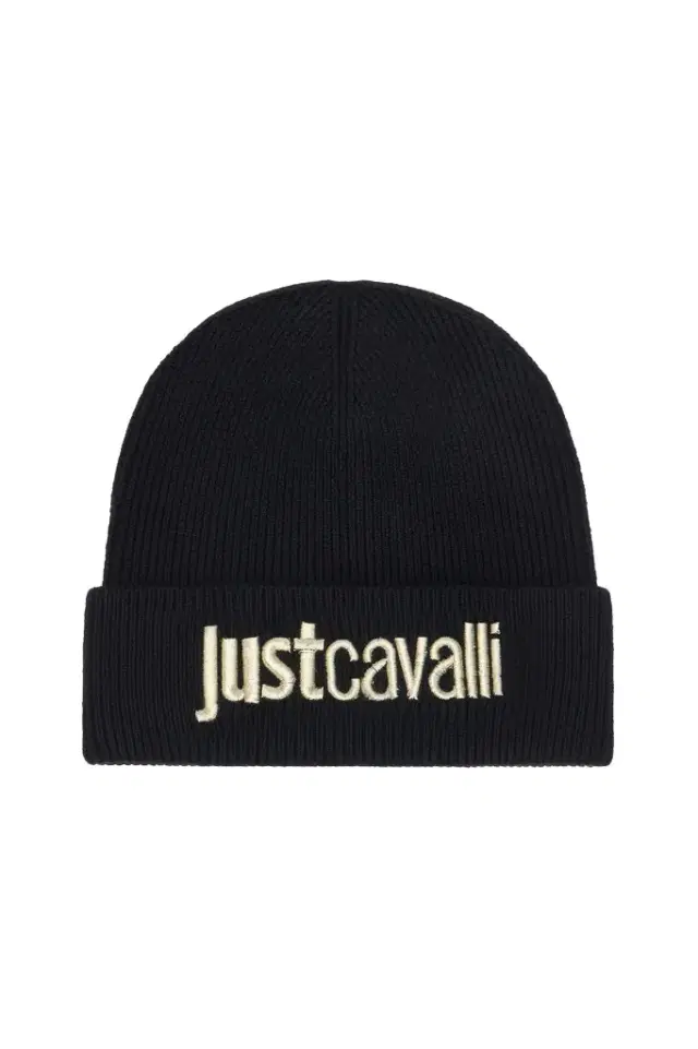 Roberto Cavalli Black Wool Blend Beanie