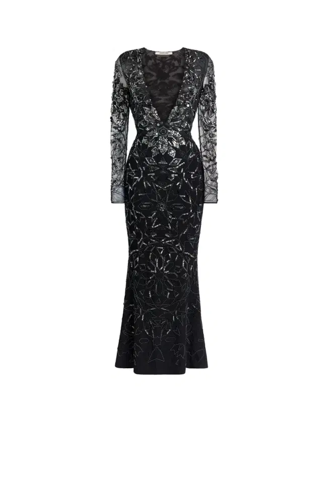 Roberto Cavalli Mosaic embellished fishtail dress