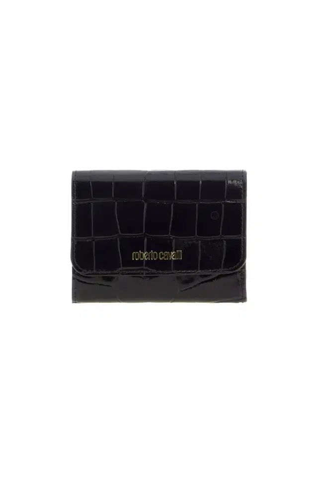 Roberto Cavalli Black Croc-Effect Wallet