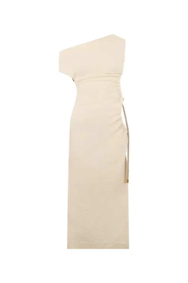 Roberto Cavalli Ivory One-Shoulder Midi Dress with Cut-Out