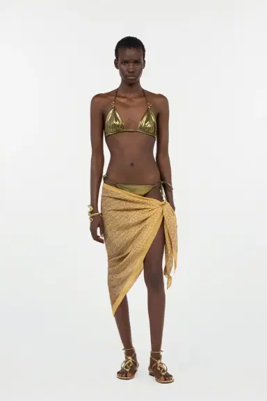 Roberto Cavalli Silk Pareo with Beige and Sand Serpentine Print | Thumbnail 7