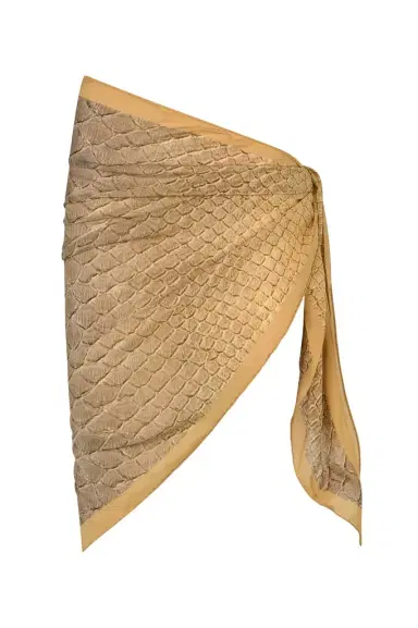 Roberto Cavalli Silk Pareo with Beige and Sand Serpentine Print | Thumbnail 1