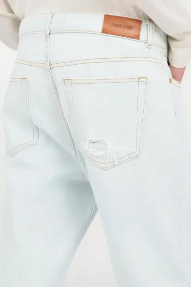 Roberto Cavalli Light-Wash Denim Jeans with Distressed Details | Thumbnail 6