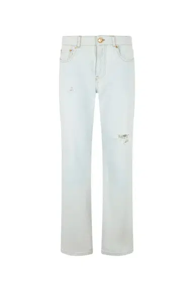 Roberto Cavalli Light-Wash Denim Jeans with Distressed Details | Thumbnail 1