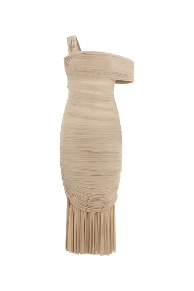 Roberto Cavalli Nude Midi Dress With Ruffles