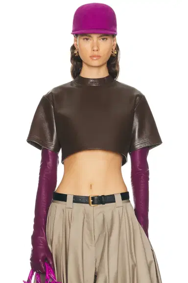 Balenciaga Cropped Leather Shirt | Thumbnail 1 Balenciaga Cropped Leather Shirt | Thumbnail 1