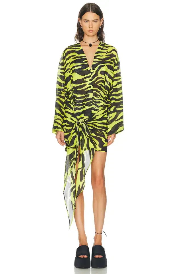 THE ATTICO Zebra Wrap Mini Dress