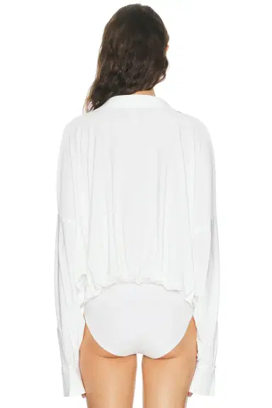 Norma Kamali Super Oversized Boyfriend Shirt Bodysuit | Thumbnail 4 Norma Kamali Super Oversized Boyfriend Shirt Bodysuit | Thumbnail 4