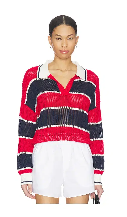 525 America Alexa Rugby Stripe Polo Pullover