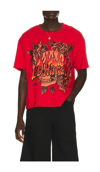 Ed Hardy Skull Roses Boxy Cropped Tee | Thumbnail 1 Ed Hardy Skull Roses Boxy Cropped Tee | Thumbnail 1