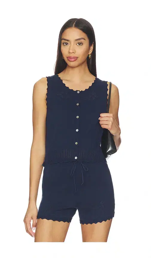 525 America Valentina Button Down Sleeveless Top
