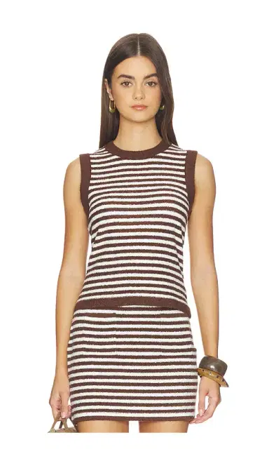 525 America Alessia Teddy Stripe Crew Neck Tank | Thumbnail 1 525 America Alessia Teddy Stripe Crew Neck Tank | Thumbnail 1