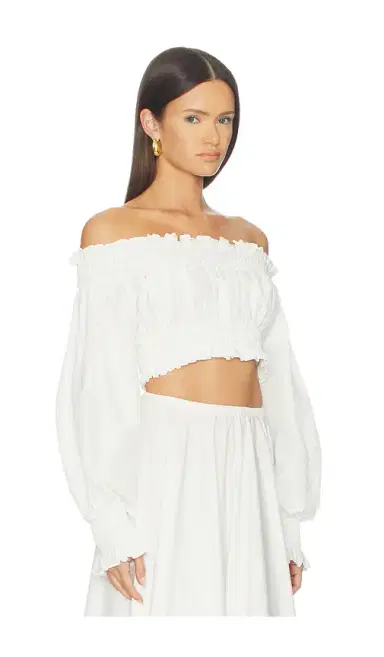 Norma Kamali Long Sleeve Peasant Cropped Top | Thumbnail 2 Norma Kamali Long Sleeve Peasant Cropped Top | Thumbnail 2