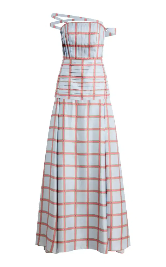Estella Grid Wool Maxi Dress