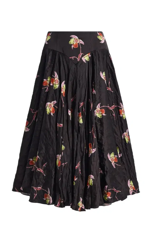 Nera Floral Pleated Midi Skirt