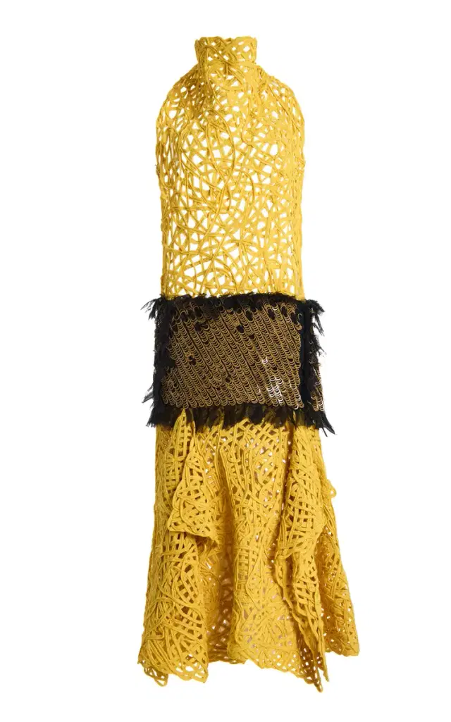 Diotima Exclusive Embroidered Midi Halter Dress