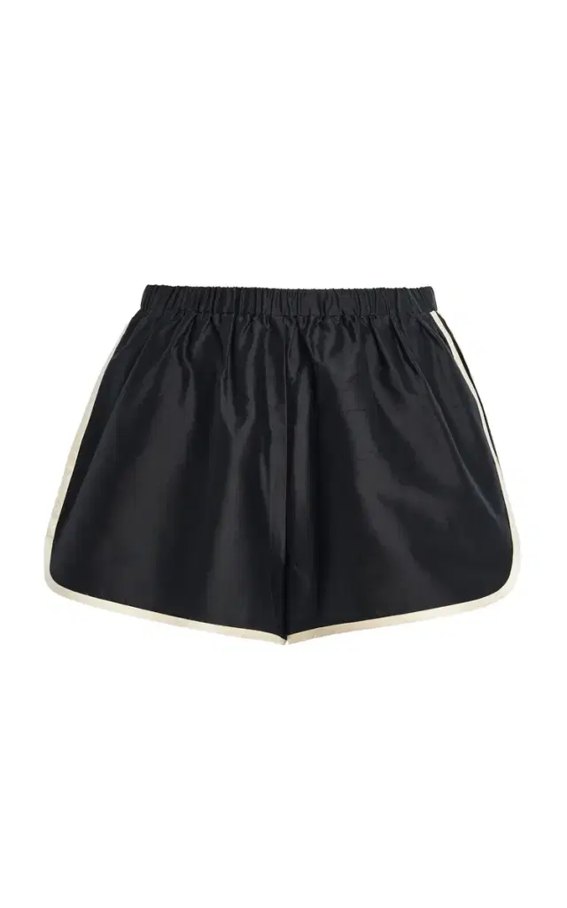 DONNI. Striped Silk Taffeta Mini Shorts