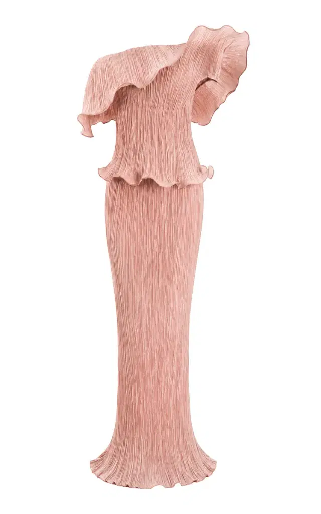 Exclusive Off-The-Shoulder Plissè Gown