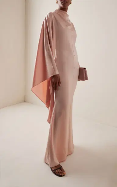 DE LA VALI Exclusive Dedalo Satin Cape-Sleeve Maxi Dress | Thumbnail 2 DE LA VALI Exclusive Dedalo Satin Cape-Sleeve Maxi Dress | Thumbnail 2