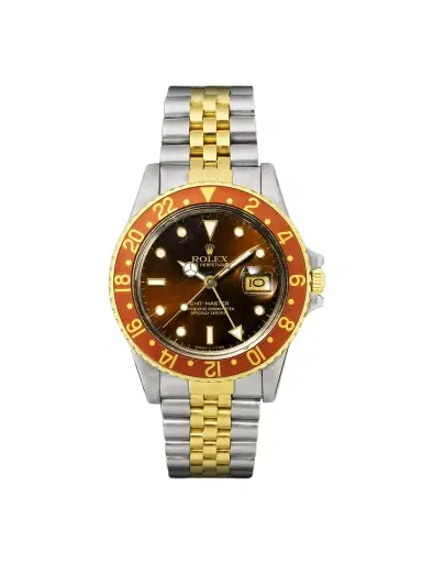 Stephanie Windsor Rolex Vintage 1987 GMT-Master Automatic Stainless Steel and 18-Karat Gold Watch, Ref. 16753 (7.1'' wrist) - Men | Thumbnail 1 Stephanie Windsor Rolex Vintage 1987 GMT-Master Automatic Stainless Steel and 18-Karat Gold Watch, Ref. 16753 (7.1'' wrist) - Men | Thumbnail 1