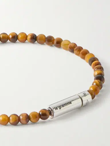 LE GRAMME 11g Sterling Silver and Tiger Eye Beaded Bracelet - Men | Thumbnail 4