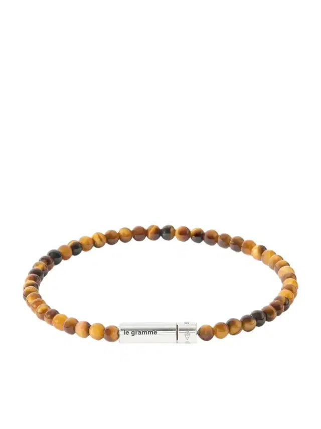 LE GRAMME 11g Sterling Silver and Tiger Eye Beaded Bracelet - Men