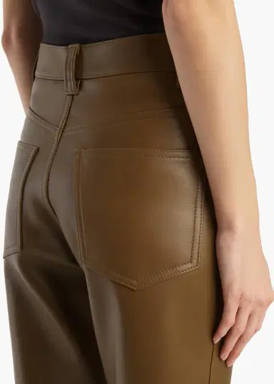 Khaite Callum Pant In Dark Olive Leather | Thumbnail 6 Khaite Callum Pant In Dark Olive Leather | Thumbnail 6