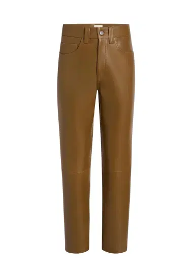Khaite Callum Pant In Dark Olive Leather | Thumbnail 1 Khaite Callum Pant In Dark Olive Leather | Thumbnail 1