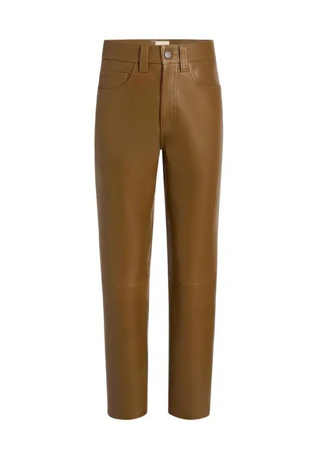 Callum Pant In Dark Olive Leather
