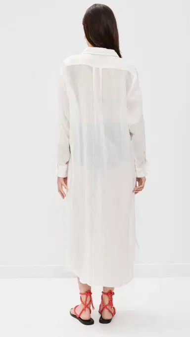 Polo Ralph Lauren Maxi Boyfriend Shirt Coverup Dress Cream | Thumbnail 4