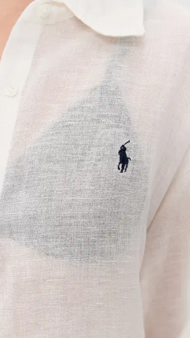 Polo Ralph Lauren Maxi Boyfriend Shirt Coverup Dress Cream | Thumbnail 6