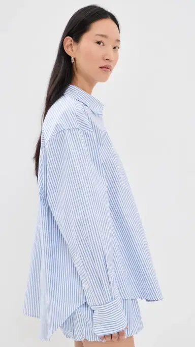 CAROLINE CONSTAS Frankie Blouse Blue White tripe | Thumbnail 4 CAROLINE CONSTAS Frankie Blouse Blue White tripe | Thumbnail 4