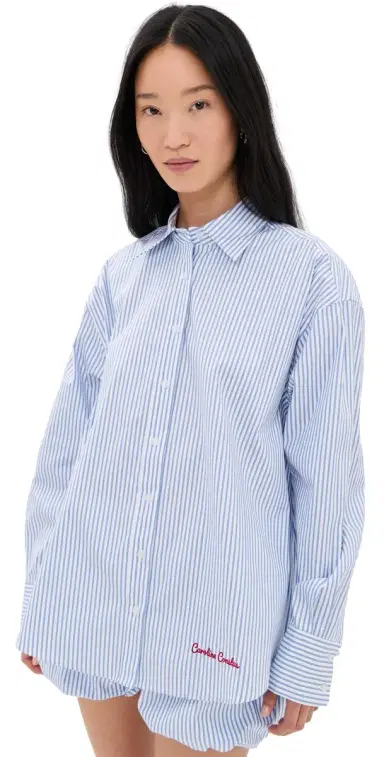 CAROLINE CONSTAS Frankie Blouse Blue White tripe | Thumbnail 1 CAROLINE CONSTAS Frankie Blouse Blue White tripe | Thumbnail 1