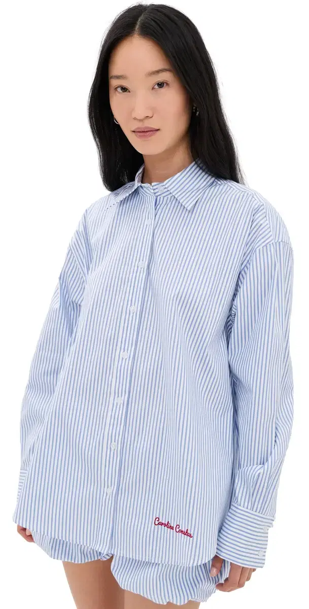 CAROLINE CONSTAS Frankie Blouse Blue White tripe