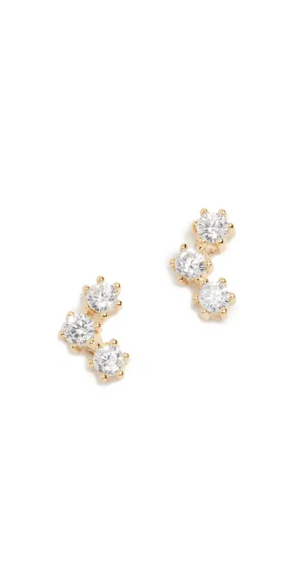 Trinity Stud Earrings Gold/Clear One Size