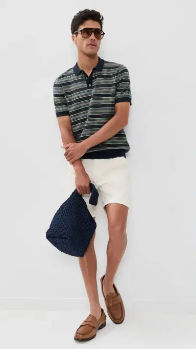 Billy Reid Vintage Stripe Sweater Polo Carbon Blue/Green | Thumbnail 5 Billy Reid Vintage Stripe Sweater Polo Carbon Blue/Green | Thumbnail 5