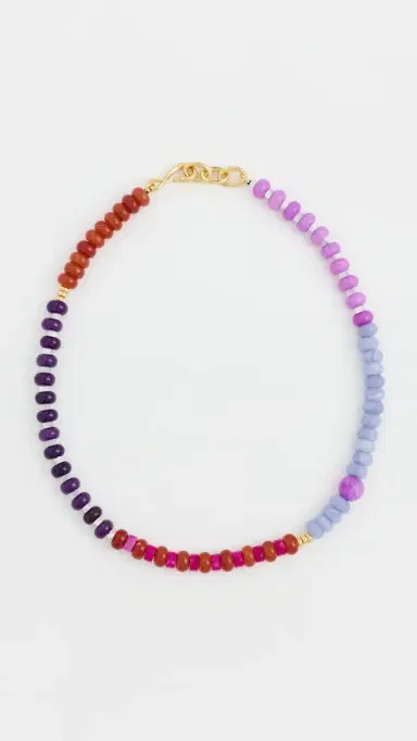 Madewell Stripe Stone Beaded Necklace Warm Wisteria One Size | Thumbnail 2